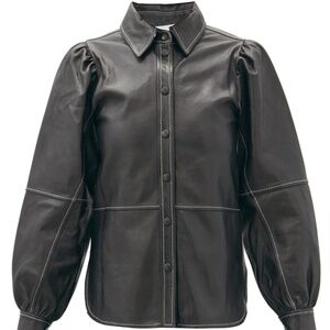 GANNI Contrast Stitching Lamb Leather Shirt - SOLD OUT